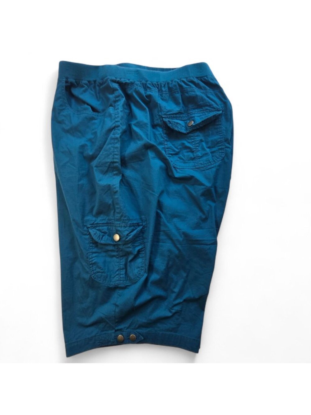 Liz & Me Womens Cargo Capri Pants Cropped Elastic Waist Teal 5X 100% Cotton - Picture 9 of 12